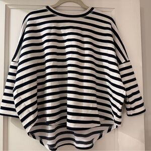 Pomander Place Navy (or black?) and White Striped Top